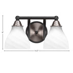 Paramount Two Light Bath Bar in Matte Black & Brushed Nickel with 6.25" White Marble Shade