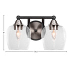 Paramount Two Light Bath Bar in Matte Black & Brushed Nickel with 6" Clear Bubble Shade