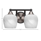 Paramount Two Light Bath Bar in Matte Black & Brushed Nickel with 6" White Marble Shade