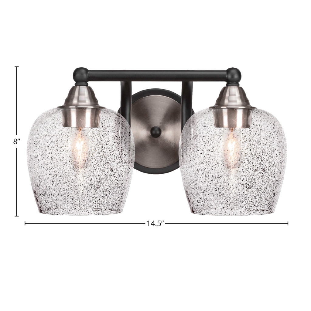 Paramount Two Light Bath Bar in Matte Black & Brushed Nickel with 6" Smoke Bubble Shade