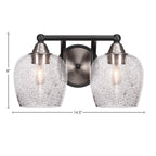 Paramount Two Light Bath Bar in Matte Black & Brushed Nickel with 6" Smoke Bubble Shade