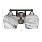 Paramount Two Light Bath Bar in Matte Black & Brushed Nickel with 6" Onyx Swirl Shade