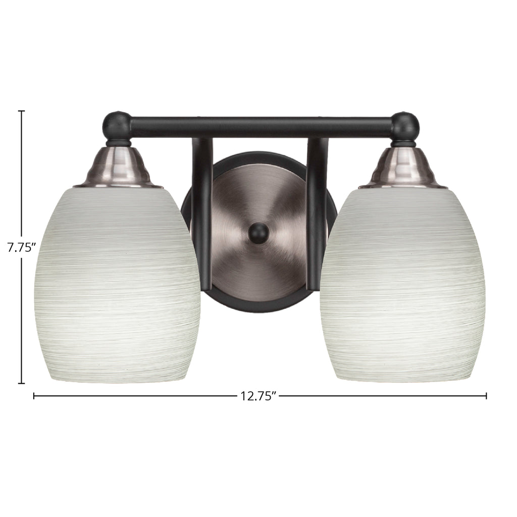 Paramount Two Light Bath Bar in Matte Black & Brushed Nickel with 5" White Linen Shade