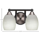 Paramount Two Light Bath Bar in Matte Black & Brushed Nickel with 5" White Linen Shade