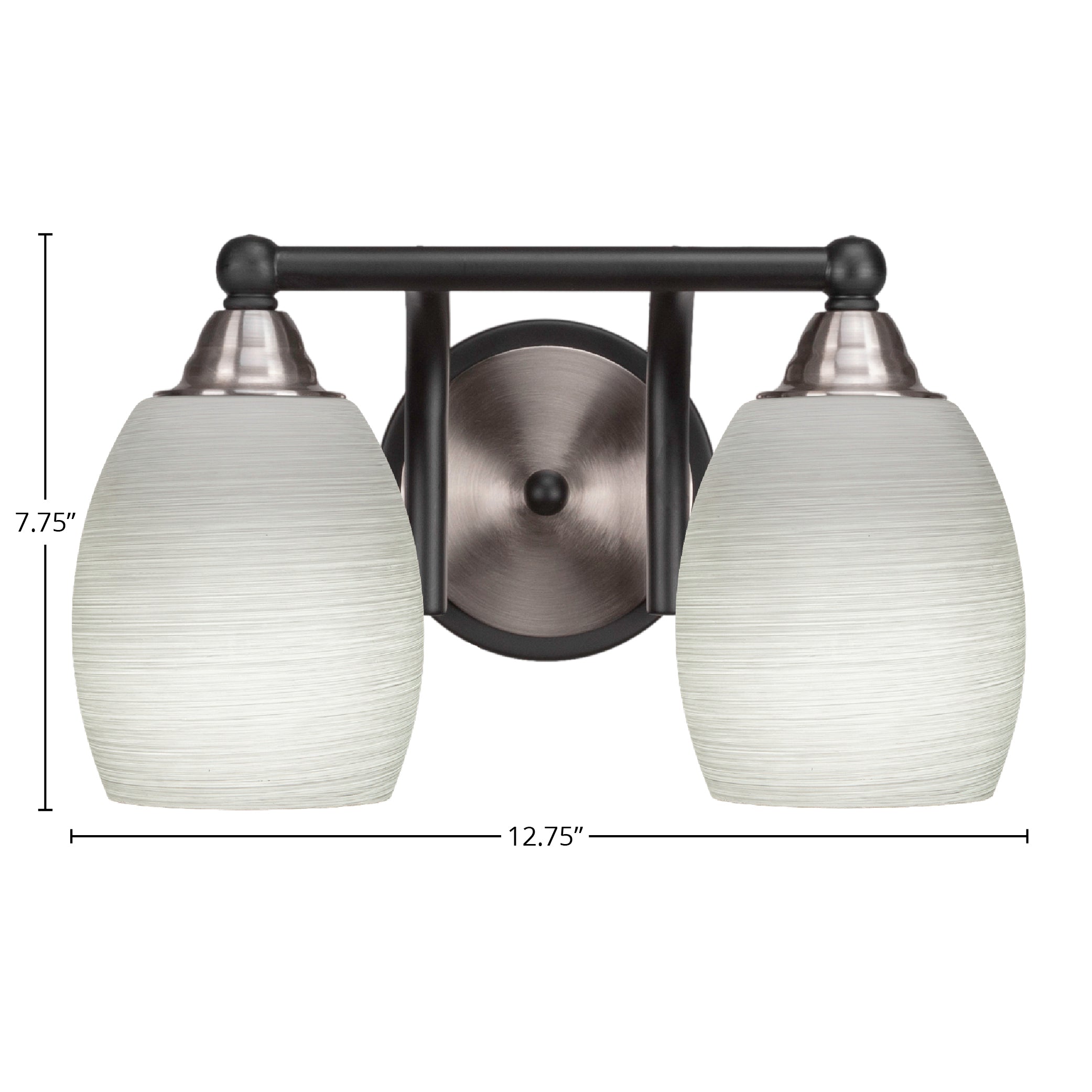 Paramount Two Light Bath Bar in Matte Black & Brushed Nickel with 5" White Linen Shade