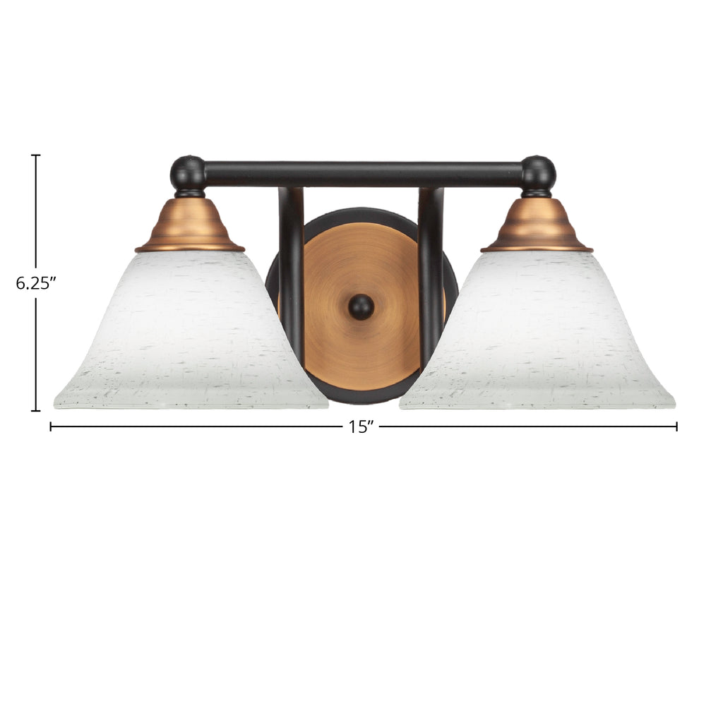 Paramount Two Light Bath Bar in Matte Black & Brass with 7" White Muslin Shade