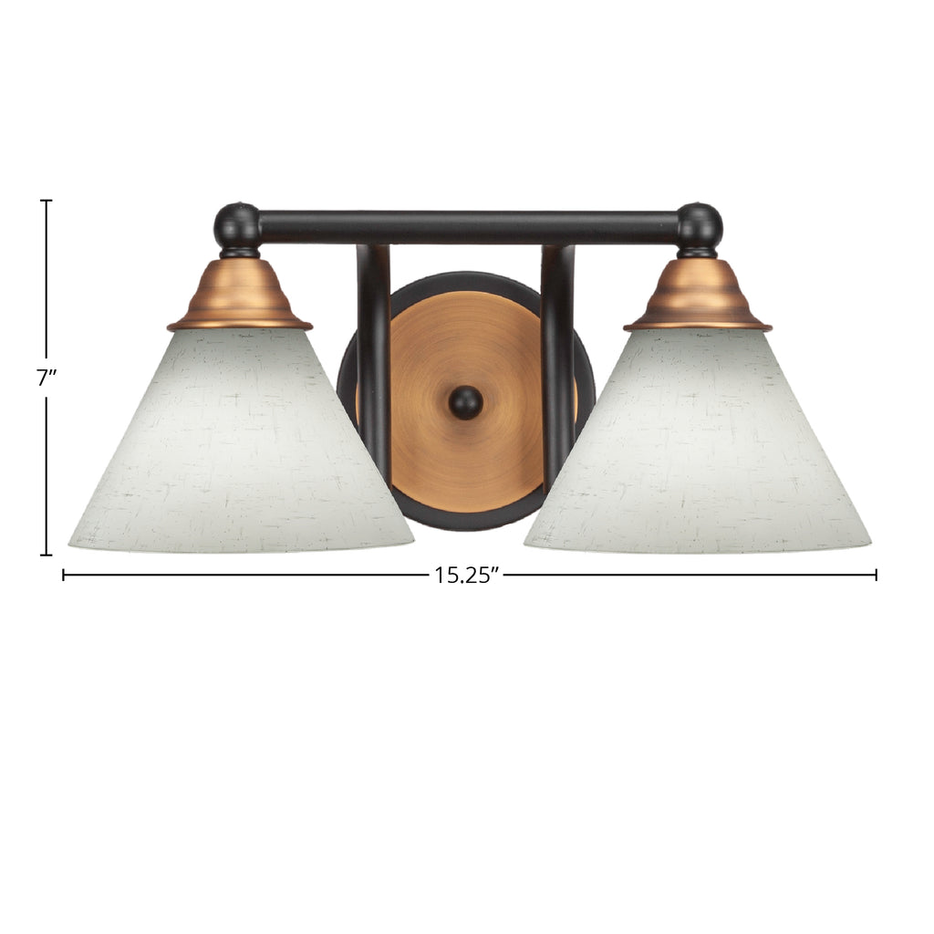 Paramount Two Light Bath Bar in Matte Black & Brass with 7" White Muslin Shade