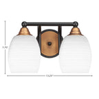 Paramount Two Light Bath Bar in Matte Black & Brass with 5" White Matrix Shade