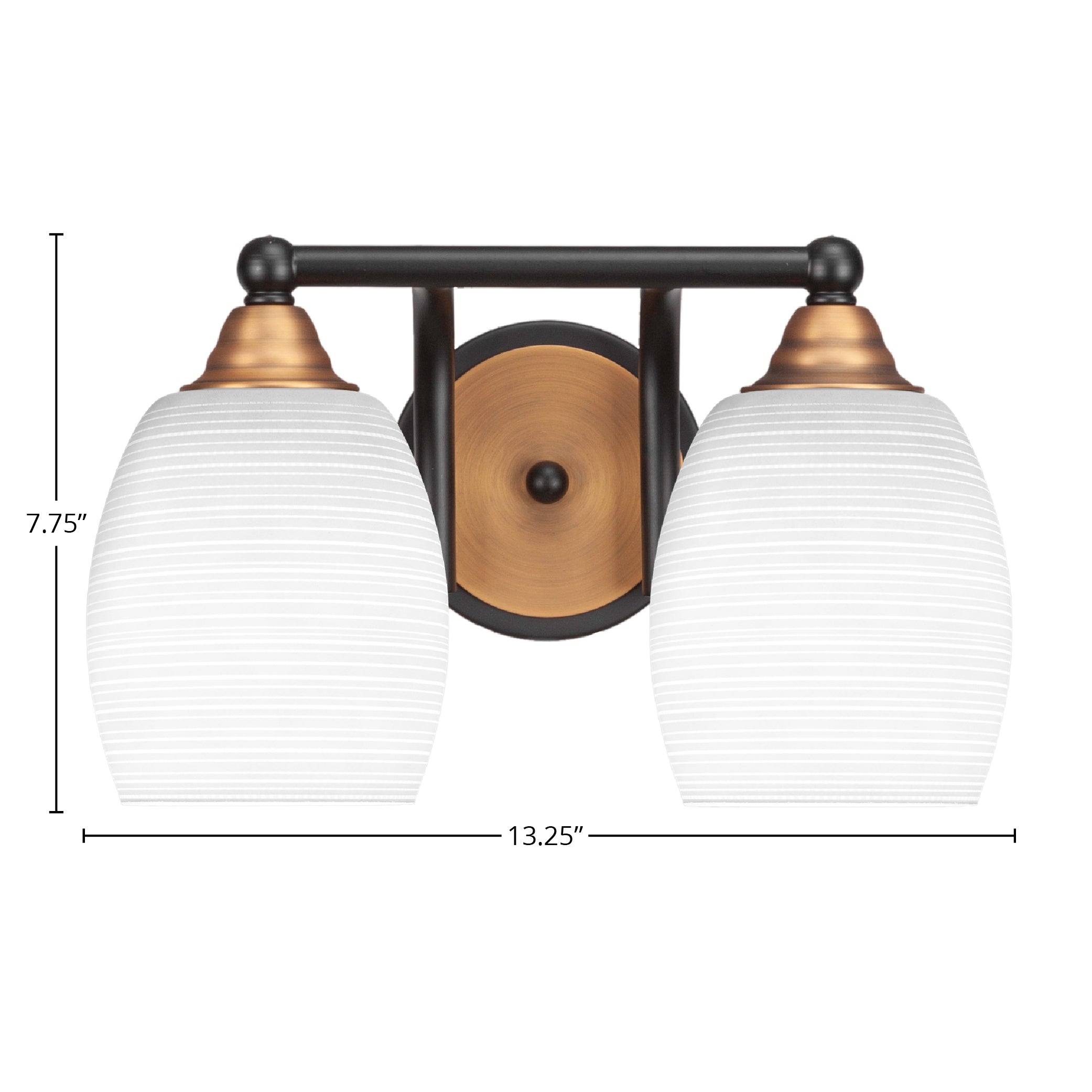Paramount Two Light Bath Bar in Matte Black & Brass with 5" White Matrix Shade