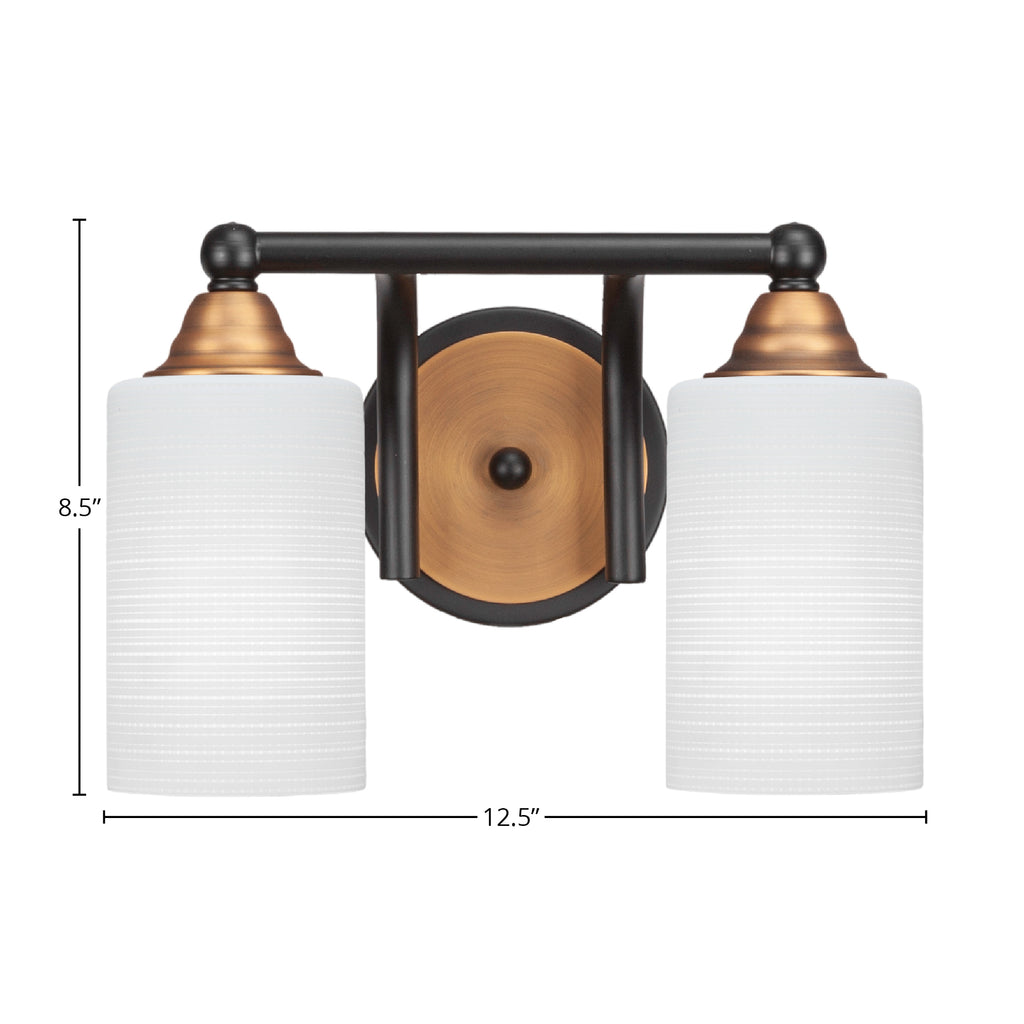 Paramount Two Light Bath Bar in Matte Black & Brass with 4" White Matrix Shade