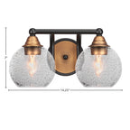 Paramount Two Light Bath Bar in Matte Black & Brass with 5.75" Smoke Bubble Shade