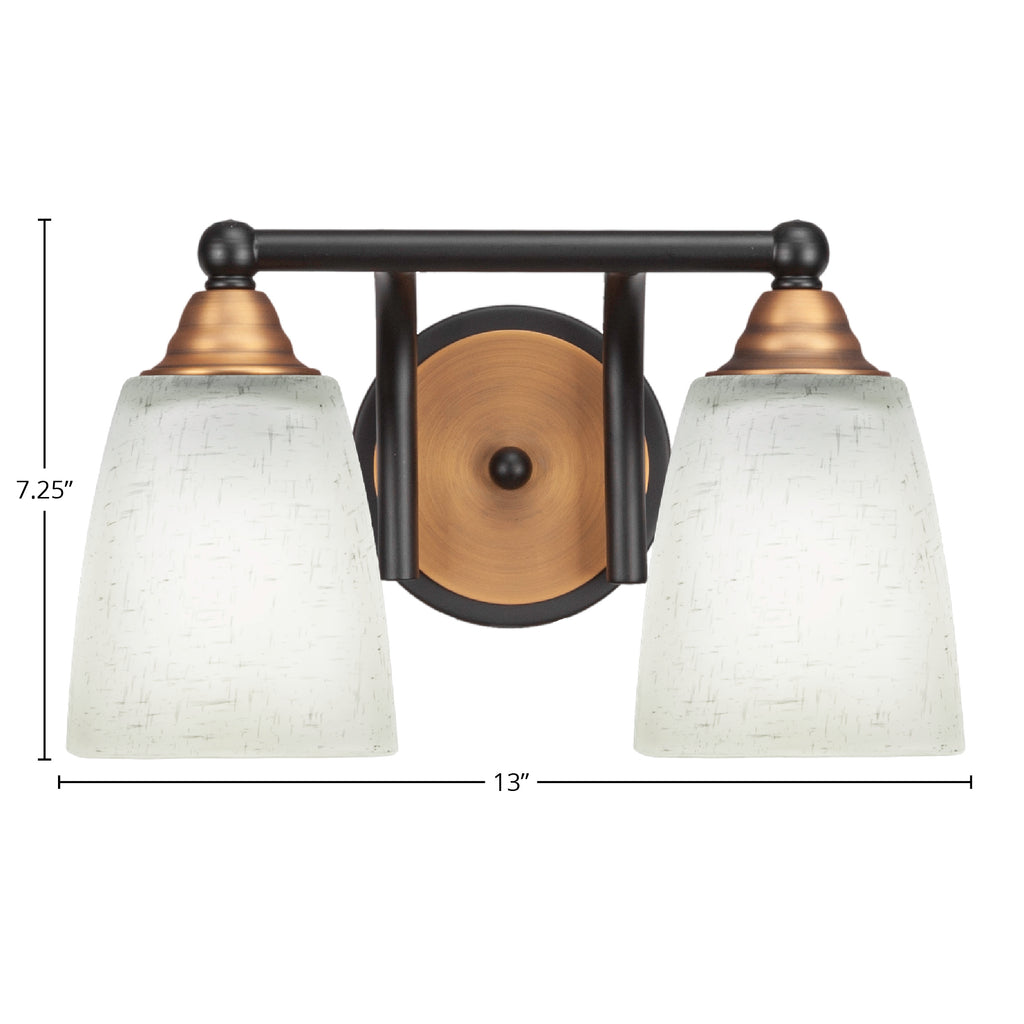 Paramount Two Light Bath Bar in Matte Black & Brass with 4.5" Square White Muslin Shade