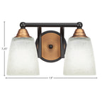 Paramount Two Light Bath Bar in Matte Black & Brass with 4.5" Square White Muslin Shade