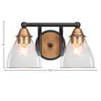Paramount Two Light Bath Bar in Matte Black & Brass with 6.25" Clear Bubble Shade