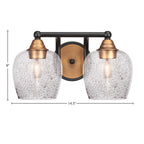 Paramount Two Light Bath Bar in Matte Black & Brass with 6" Smoke Bubble Shade