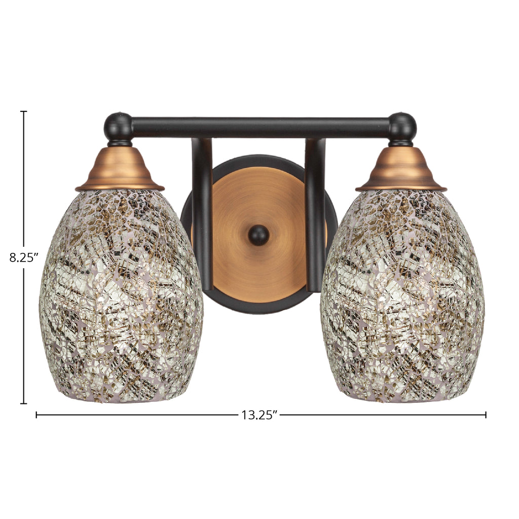 Paramount Two Light Bath Bar in Matte Black & Brass with 5" Natural Fusion Shade