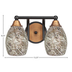 Paramount Two Light Bath Bar in Matte Black & Brass with 5" Natural Fusion Shade