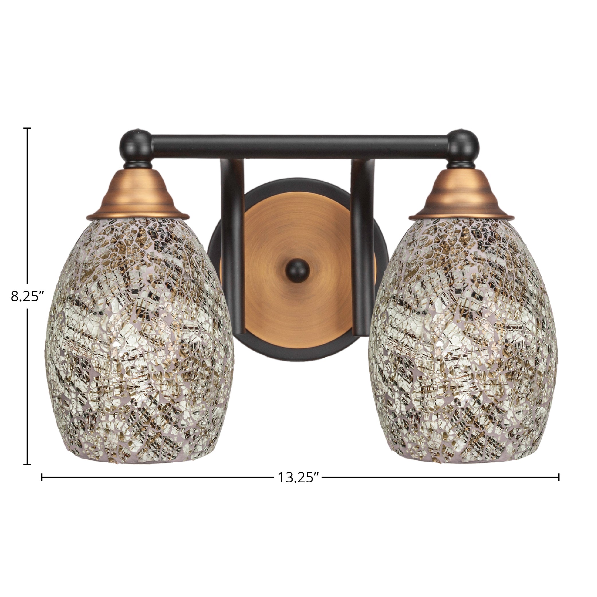 Paramount Two Light Bath Bar in Matte Black & Brass with 5" Natural Fusion Shade