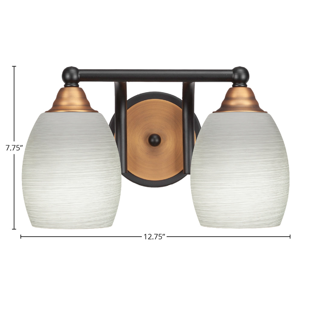 Paramount Two Light Bath Bar in Matte Black & Brass with 5" White Linen Shade