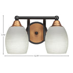 Paramount Two Light Bath Bar in Matte Black & Brass with 5" White Linen Shade