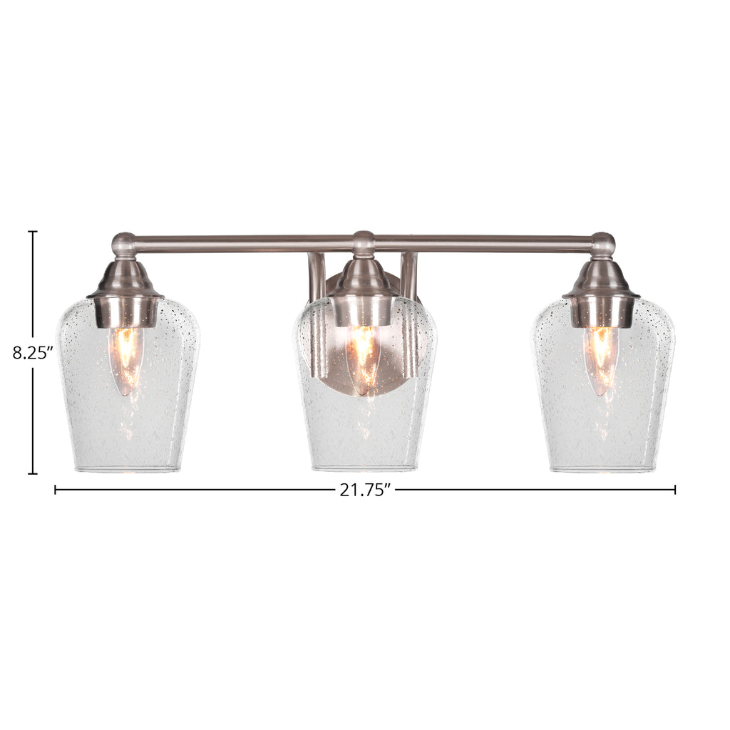 Paramount Three Light Bath Bar in Brushed Nickel with 5" Clear Bubble Shade