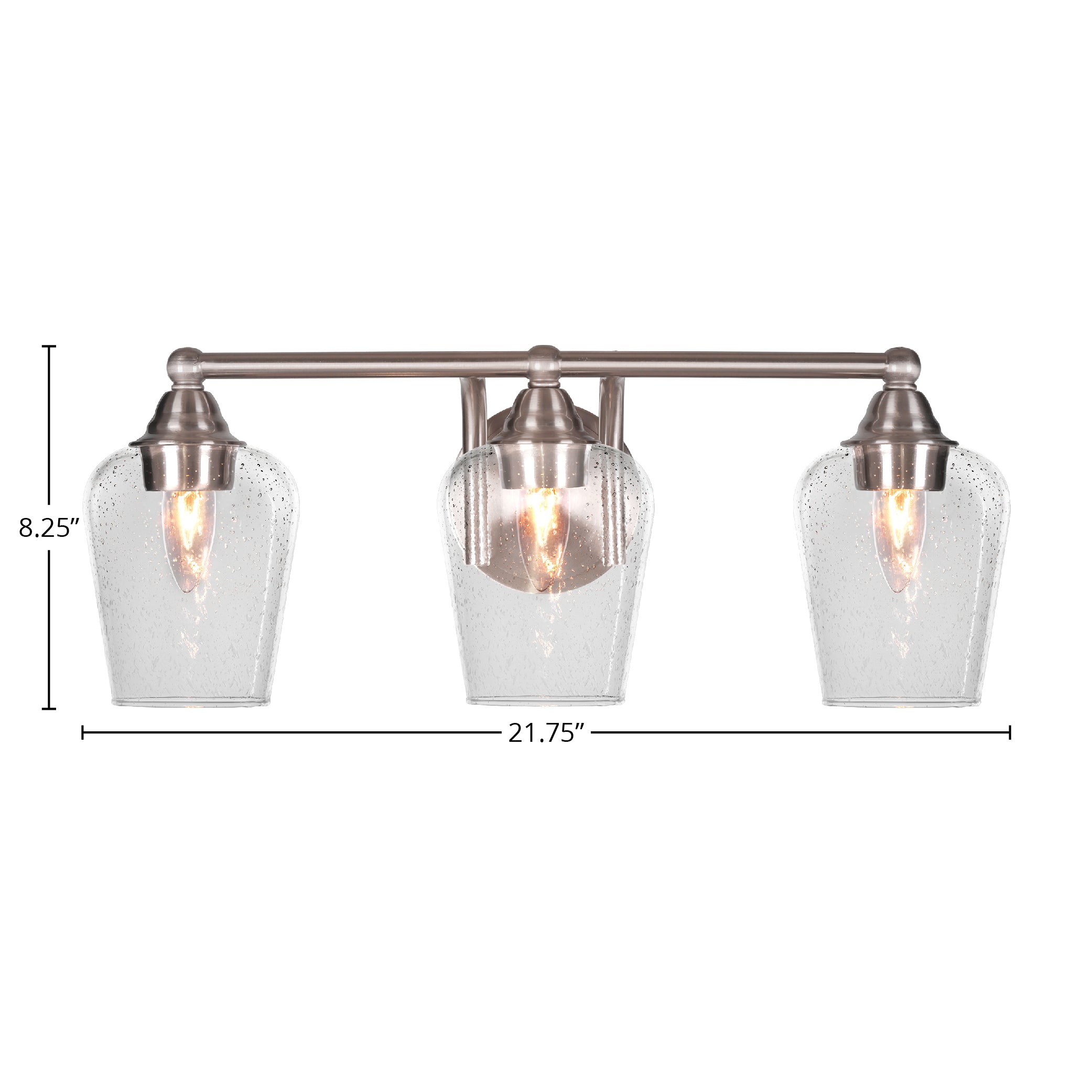 Paramount Three Light Bath Bar in Brushed Nickel with 5" Clear Bubble Shade