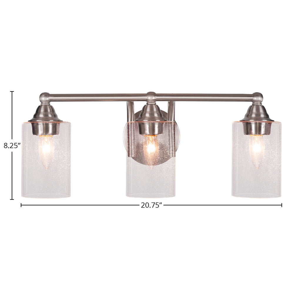 Paramount Three Light Bath Bar in Brushed Nickel with 4" Clear Bubble Shade