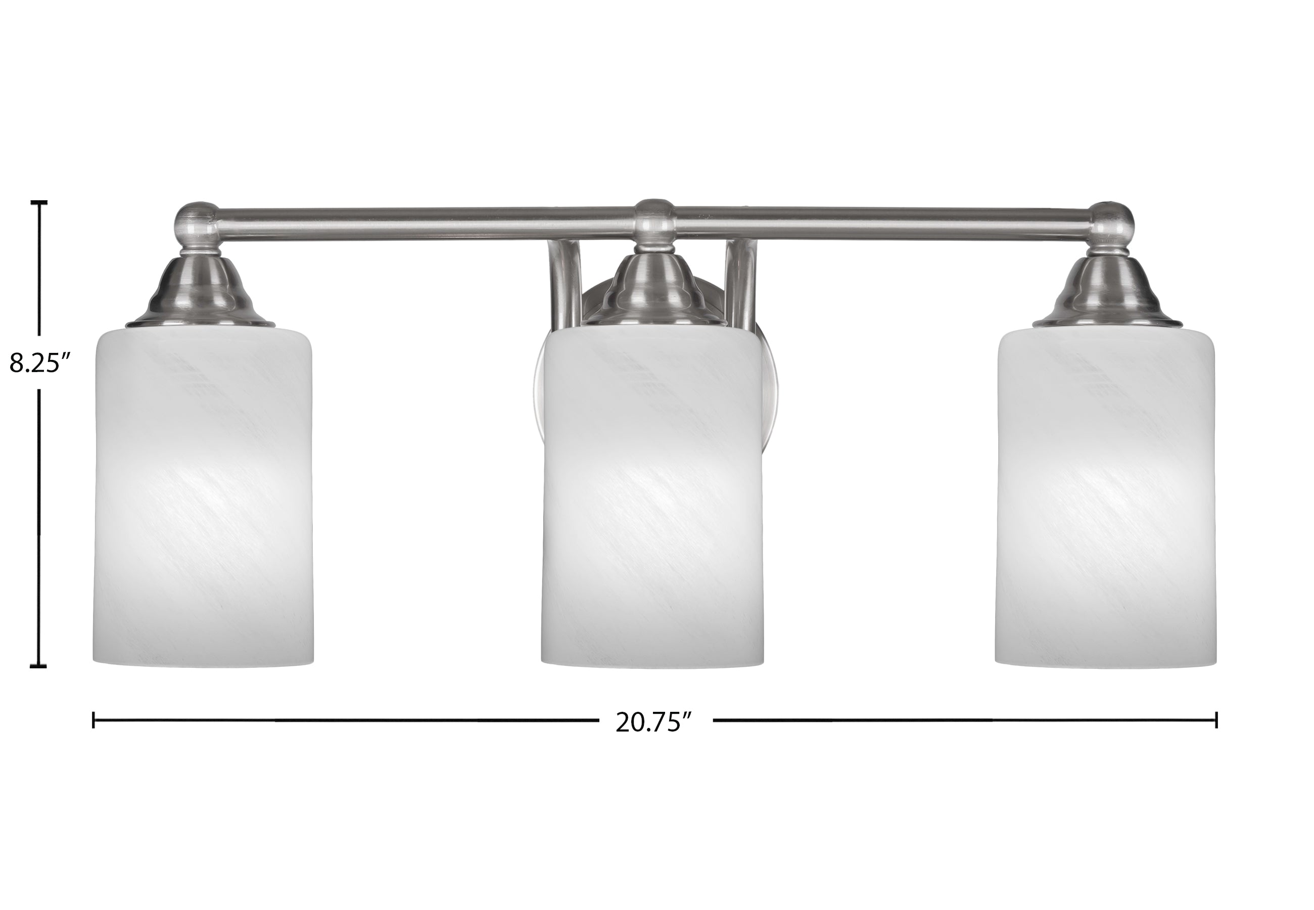 Paramount Three Light Bath Bar in Brushed Nickel with 4" White Marble Shade