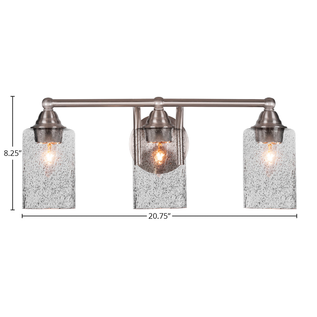 Paramount Three Light Bath Bar in Brushed Nickel with 4" Smoke Bubble Shade