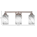 Paramount Three Light Bath Bar in Brushed Nickel with 4" Onyx Swirl Shade