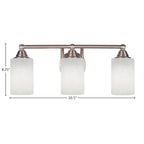 Paramount Three Light Bath Bar in Brushed Nickel with 4" White Muslin Shade