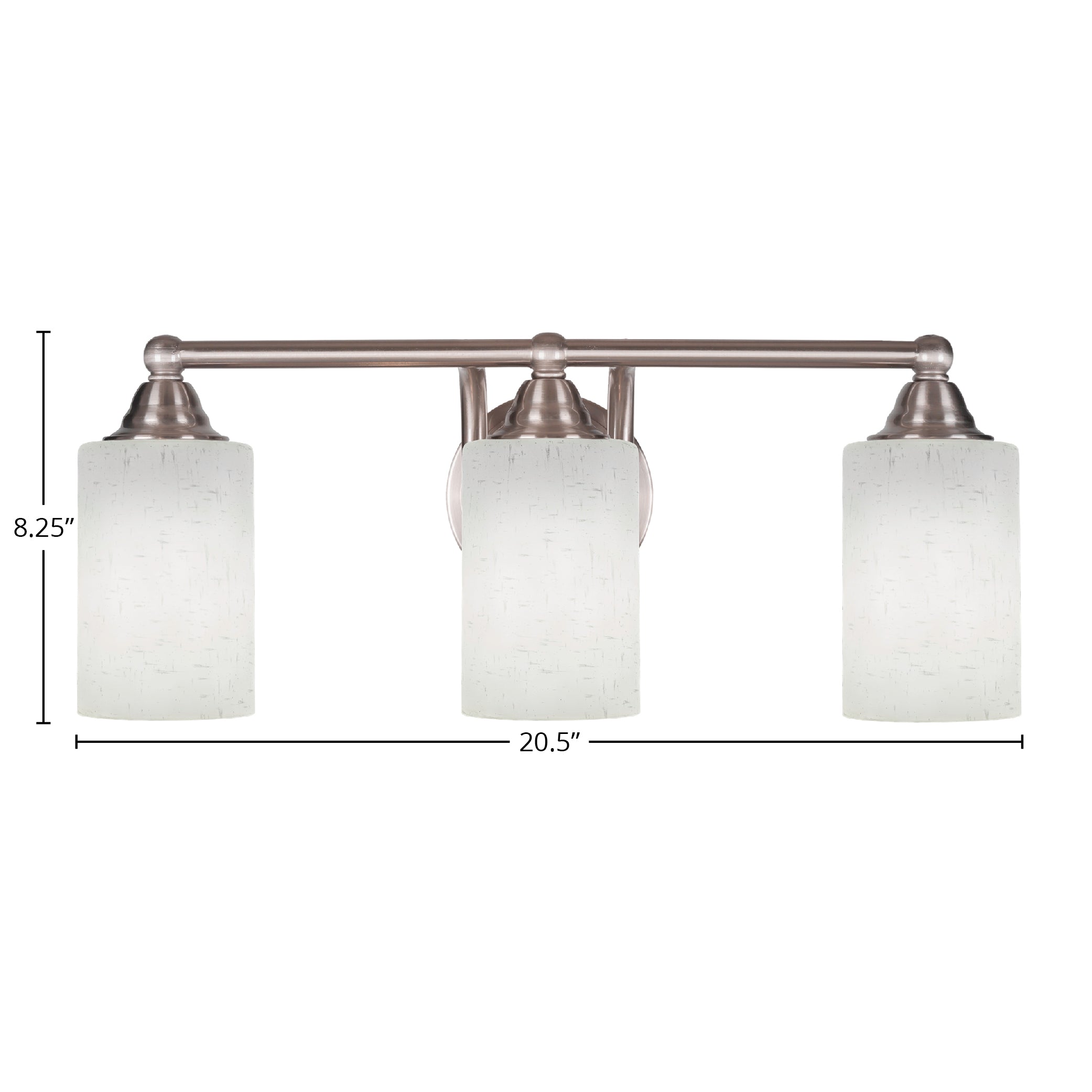 Paramount Three Light Bath Bar in Brushed Nickel with 4" White Muslin Shade
