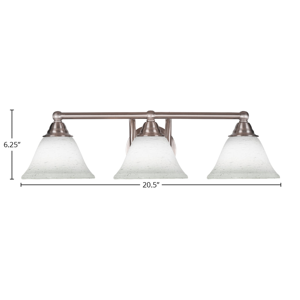 Paramount Three Light Bath Bar in Brushed Nickel with 7" White Muslin Shade