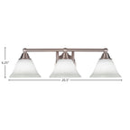 Paramount Three Light Bath Bar in Brushed Nickel with 7" White Muslin Shade
