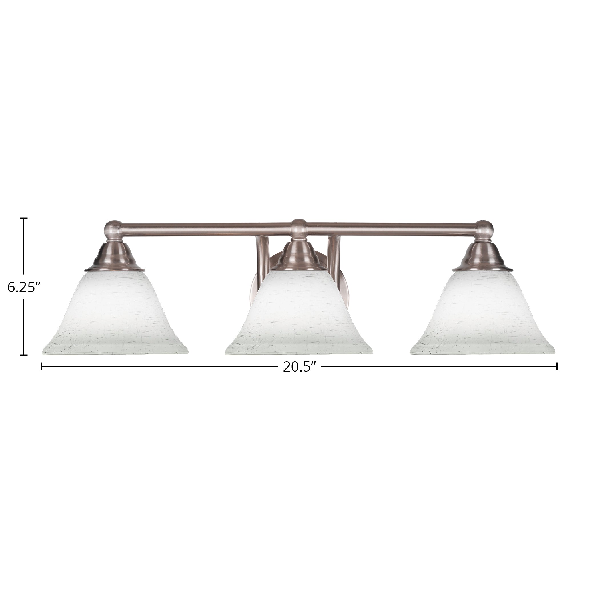 Paramount Three Light Bath Bar in Brushed Nickel with 7" White Muslin Shade
