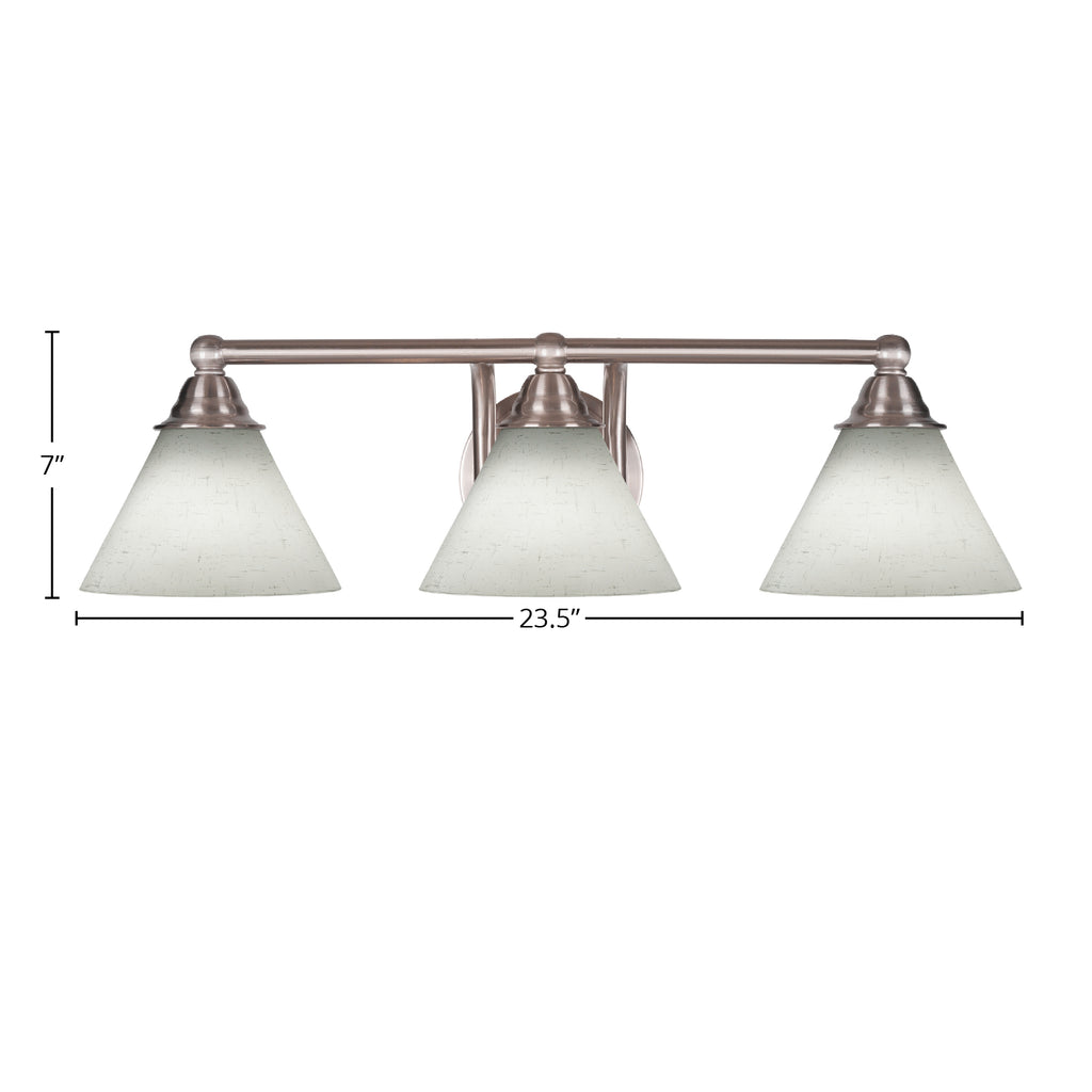 Paramount Three Light Bath Bar in Brushed Nickel with 7" White Muslin Shade