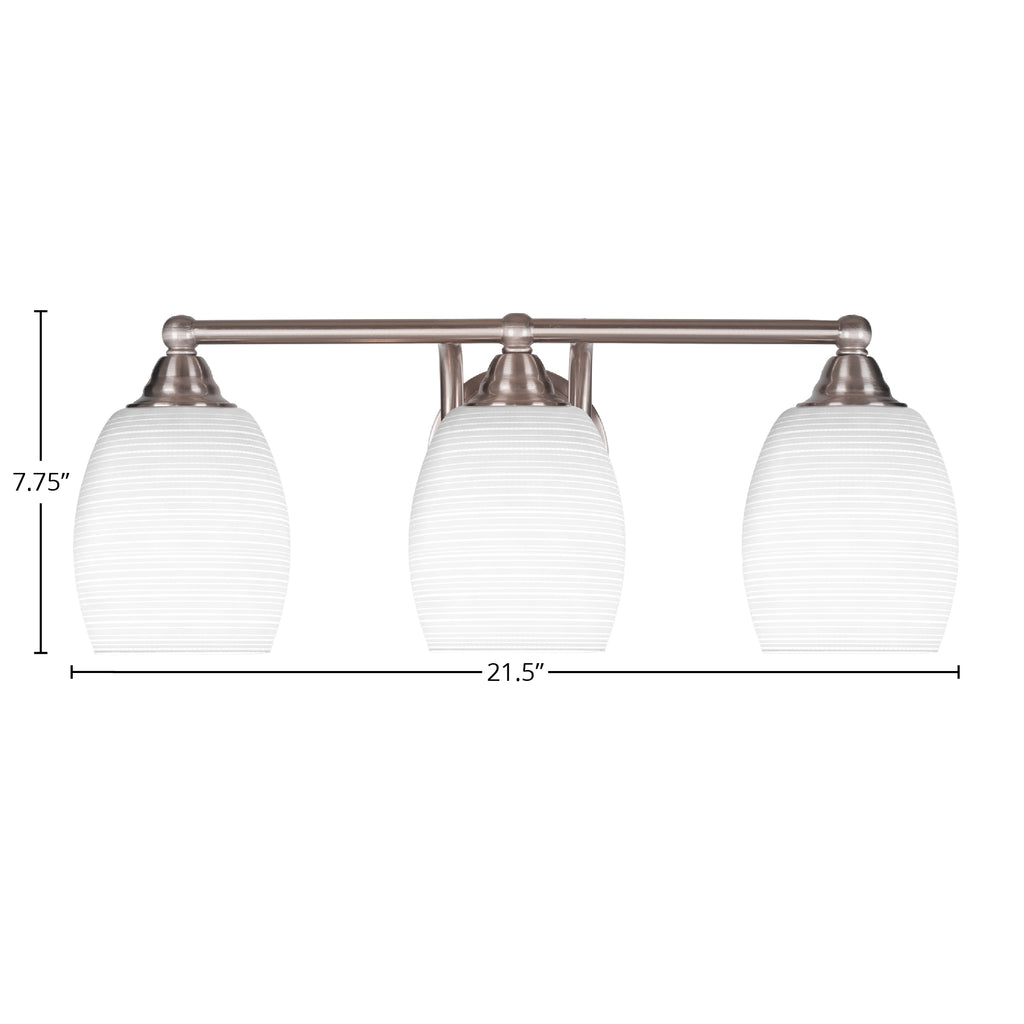 Paramount Three Light Bath Bar in Brushed Nickel with 5" White Matrix Shade