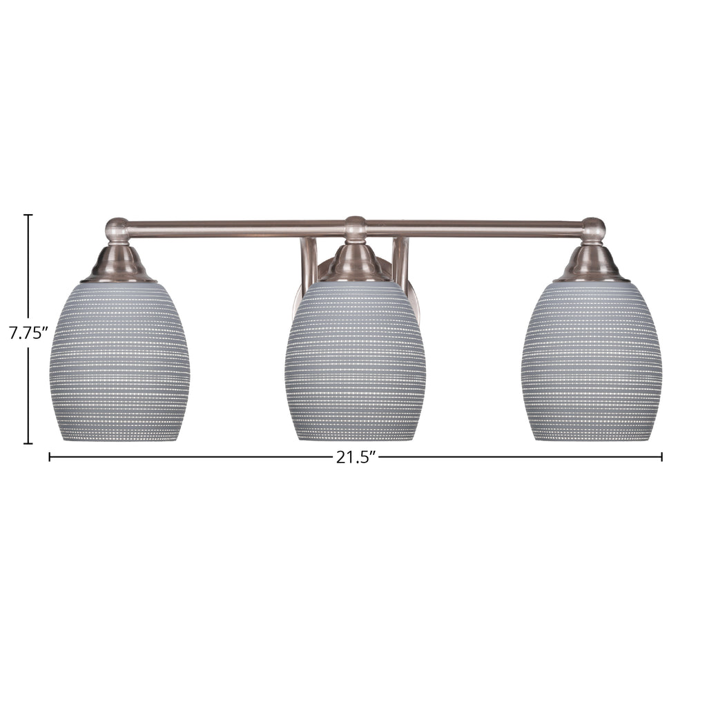Paramount Three Light Bath Bar in Brushed Nickel with 5" Gray Matrix Shade