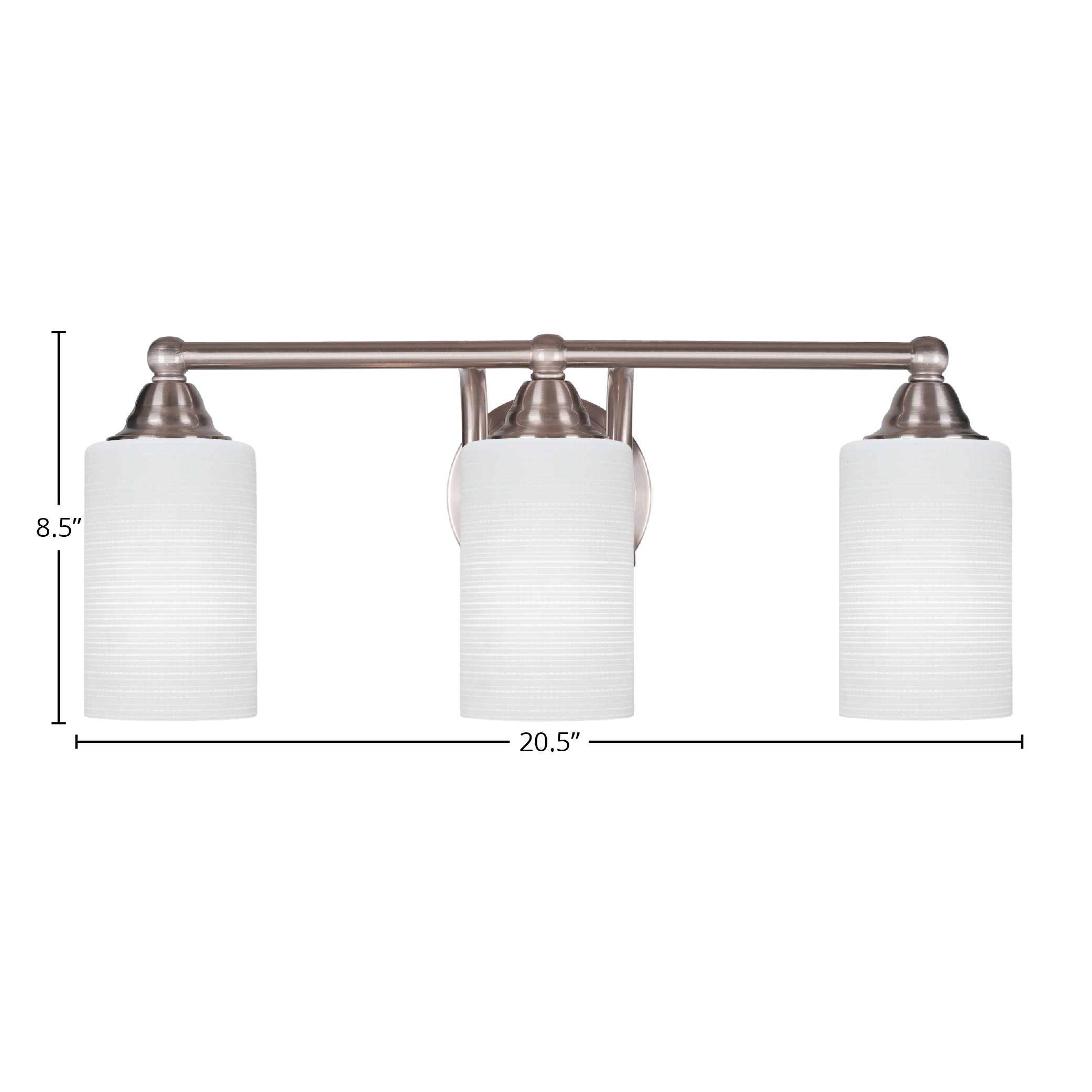 Paramount Three Light Bath Bar in Brushed Nickel with 4" White Matrix Shade