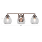Paramount Three Light Bath Bar in Brushed Nickel with 5.75" Clear Bubble Shade