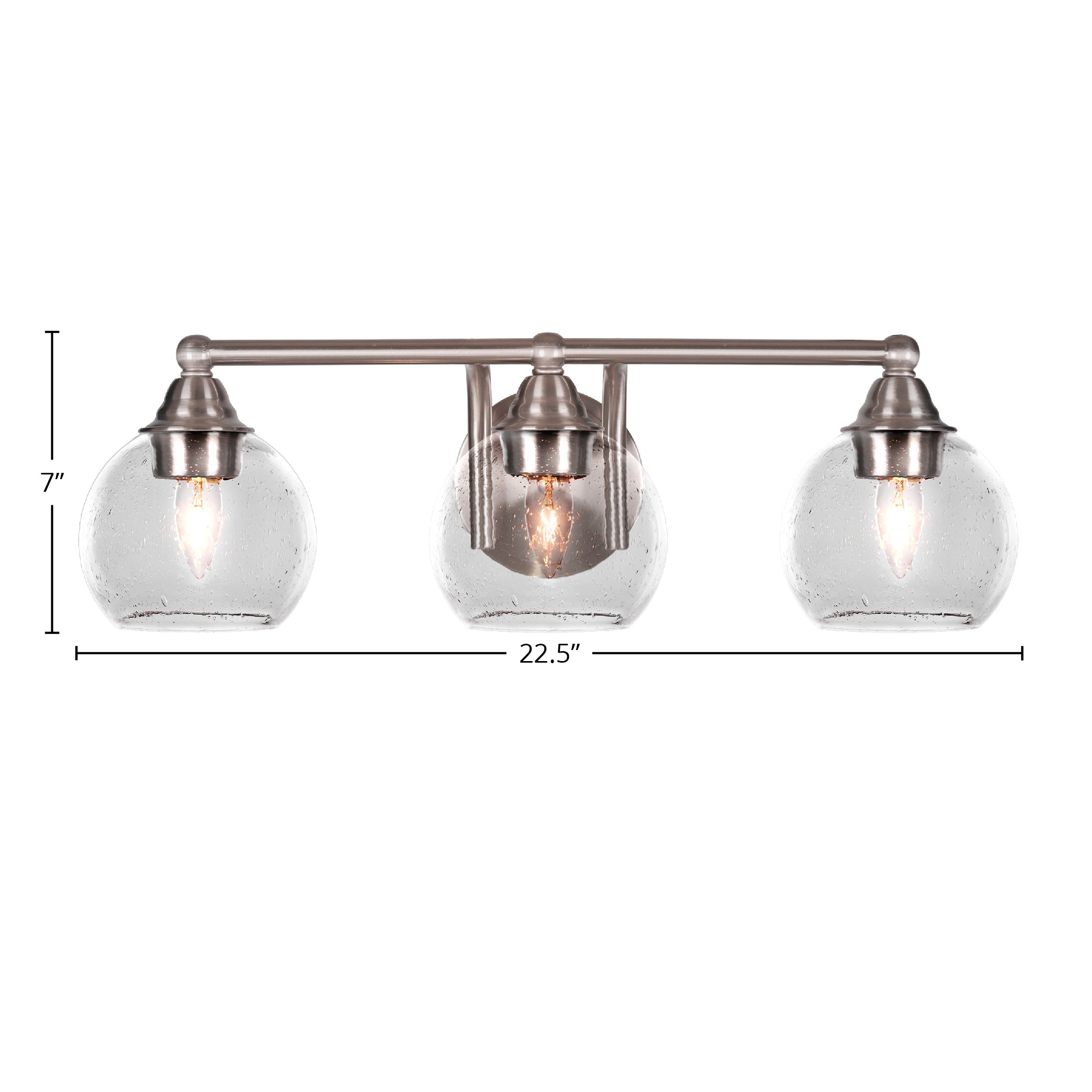 Paramount Three Light Bath Bar in Brushed Nickel with 5.75" Clear Bubble Shade