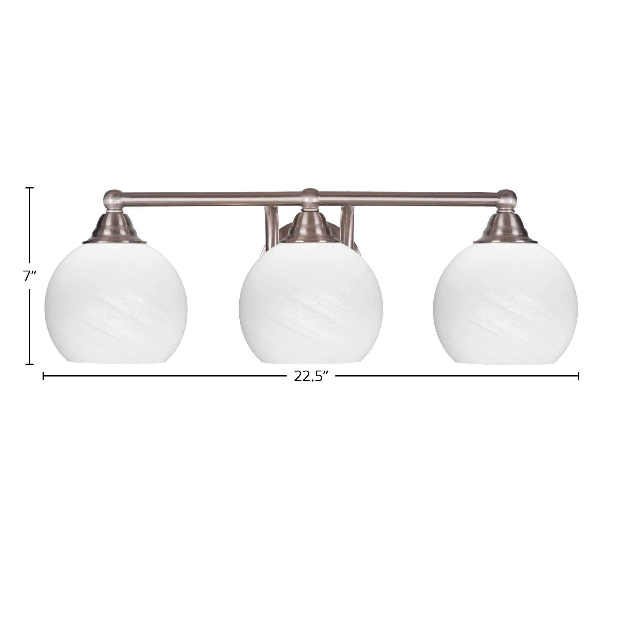 Paramount Three Light Bath Bar in Brushed Nickel with 5.75" White Marble Shade