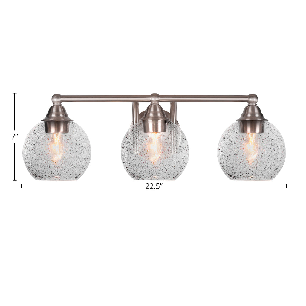 Paramount Three Light Bath Bar in Brushed Nickel with 5.75" Smoke Bubble Shade
