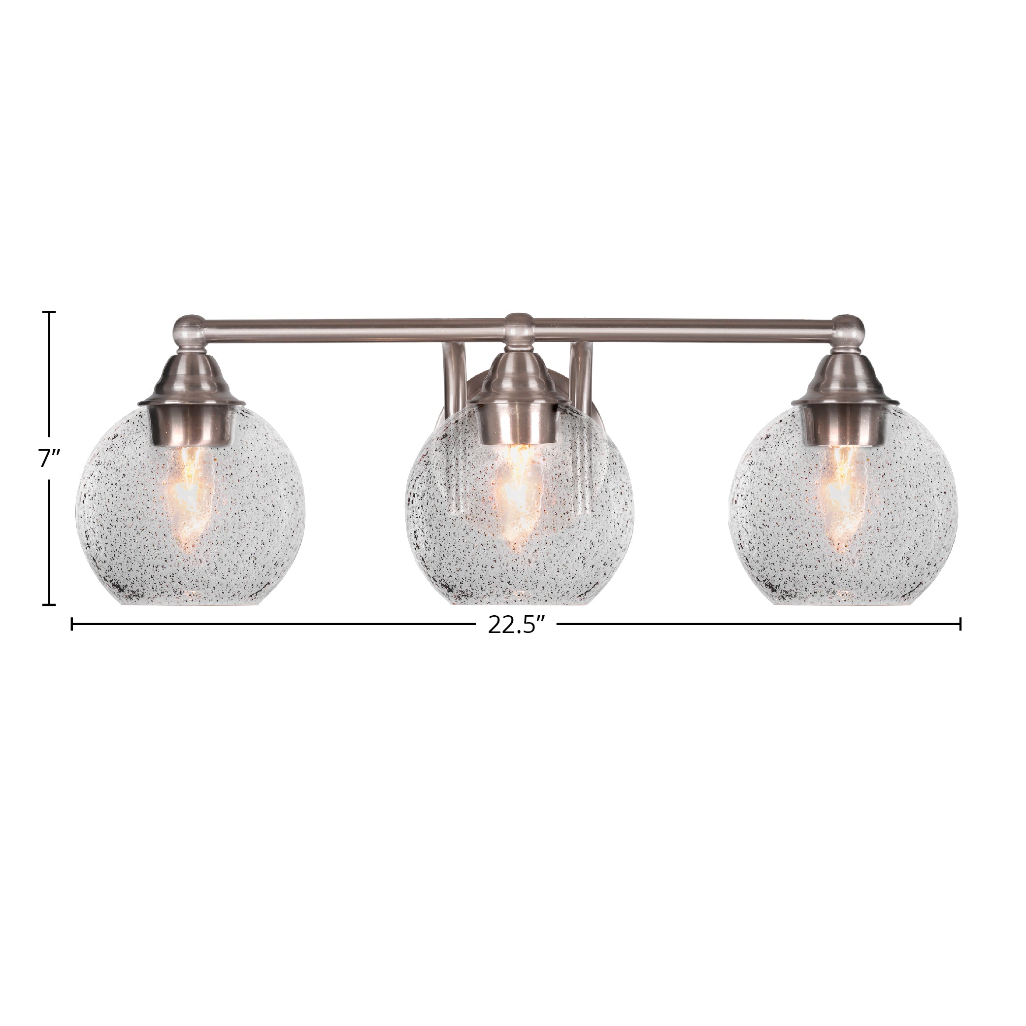 Paramount Three Light Bath Bar in Brushed Nickel with 5.75" Smoke Bubble Shade