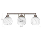 Paramount Three Light Bath Bar in Brushed Nickel with 5.75" Onyx Swirl Shade