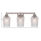 Paramount Three Light Bath Bar in Brushed Nickel with 5" Clear Textured Shade