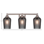 Paramount Three Light Bath Bar in Brushed Nickel with 5" Smoke Textured Shade