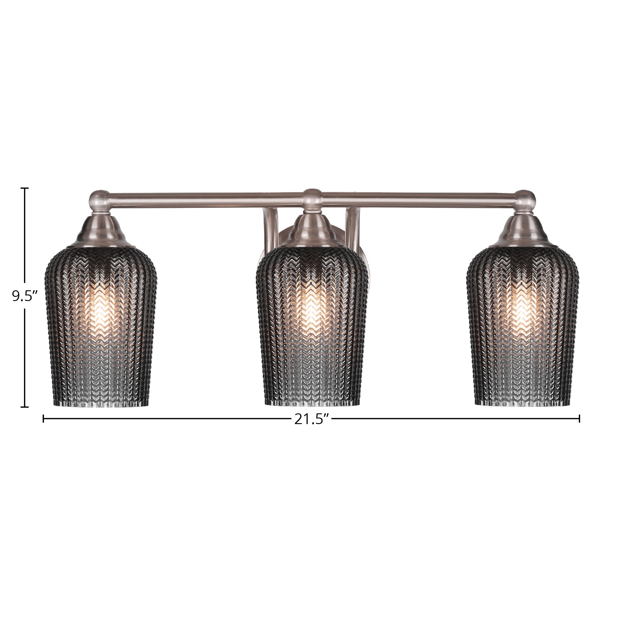 Paramount Three Light Bath Bar in Brushed Nickel with 5" Smoke Textured Shade