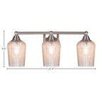 Paramount Three Light Bath Bar in Brushed Nickel with 5" Silver Textured Shade