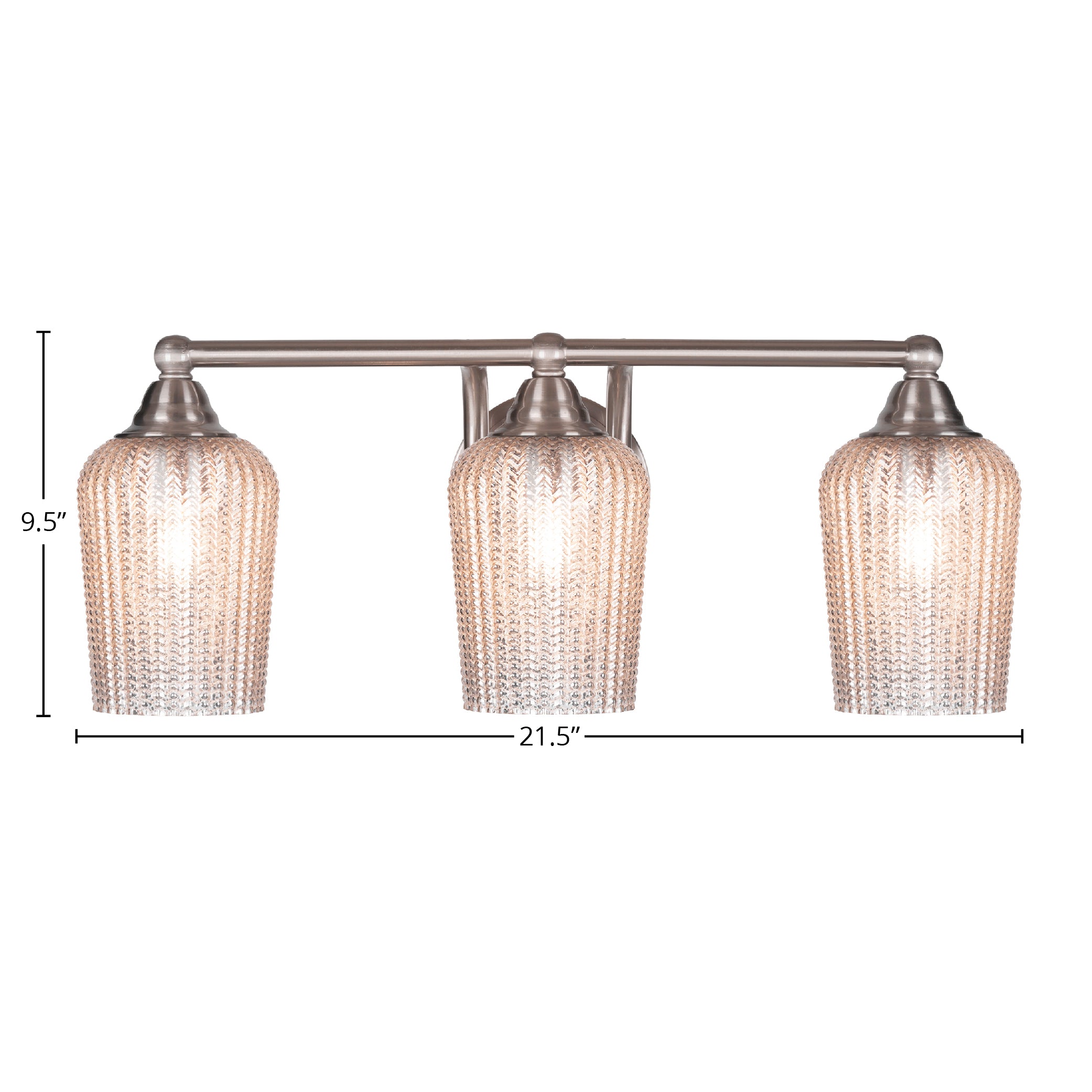 Paramount Three Light Bath Bar in Brushed Nickel with 5" Silver Textured Shade